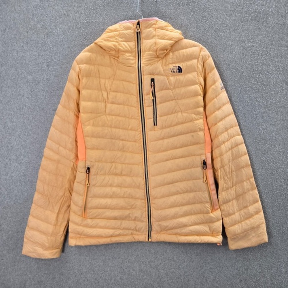 The North Face Women Jacket Small Orange Puffer Full Zip Hoodie Steep Series
